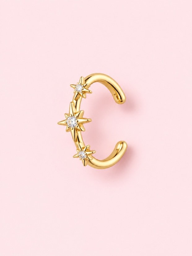 Faux piercing Étoile en acier inoxydable doré
